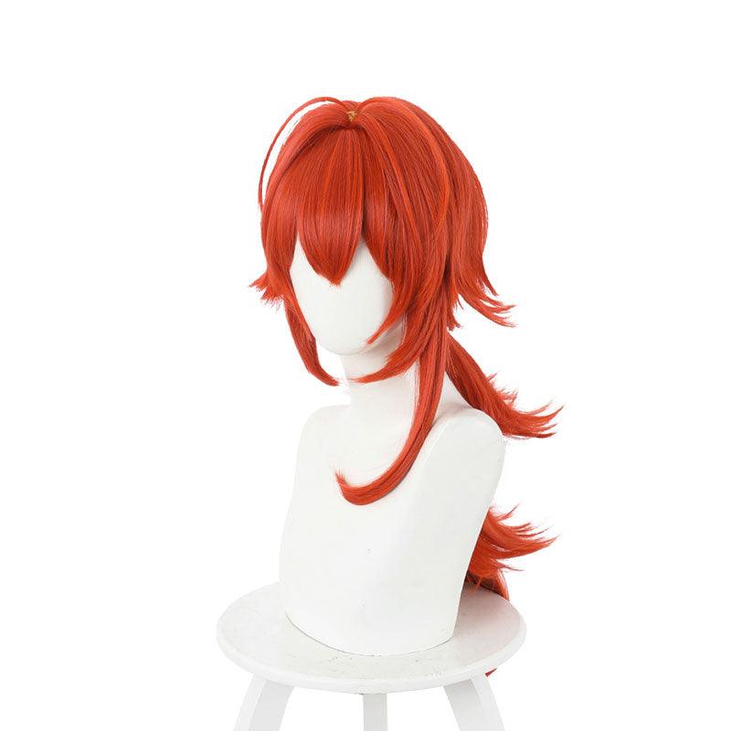 game genshin impact diluc ragnvindr orange cosplay wig