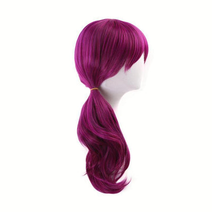 LOL KDA Evelynn Long Braid Hot Pink Cosplay Wigs Women Heat Reddish Violet Hair Wigs