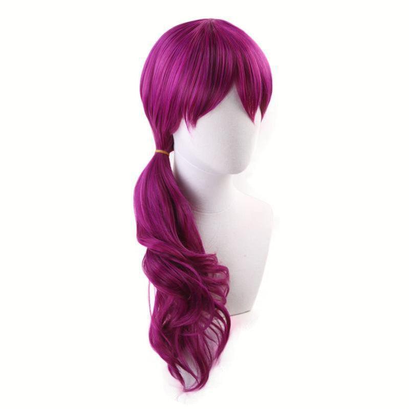 LOL KDA Evelynn Long Braid Hot Pink Cosplay Wigs Women Heat Reddish Violet Hair Wigs