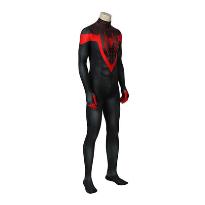 movie spider man into the spider verse miles morales spiderman elastic force jumpsuit cosplay costume with free headgear 1