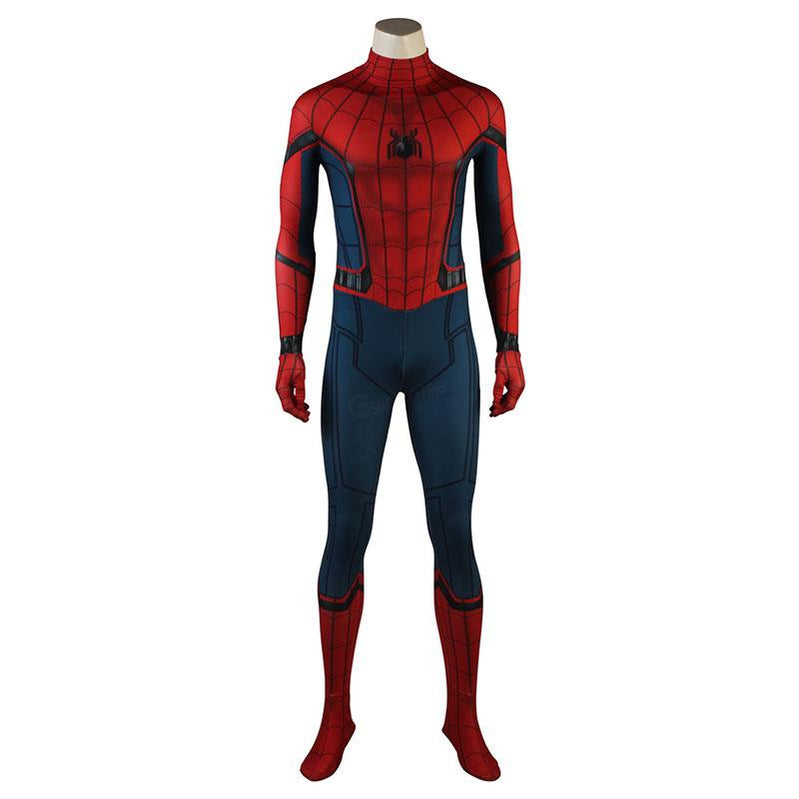 movie spider man homecoming peter parker spiderman jumpsuit elastic force cosplay costume with headgear