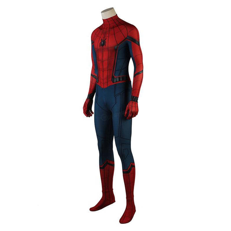 movie spider man homecoming peter parker spiderman jumpsuit elastic force cosplay costume with headgear