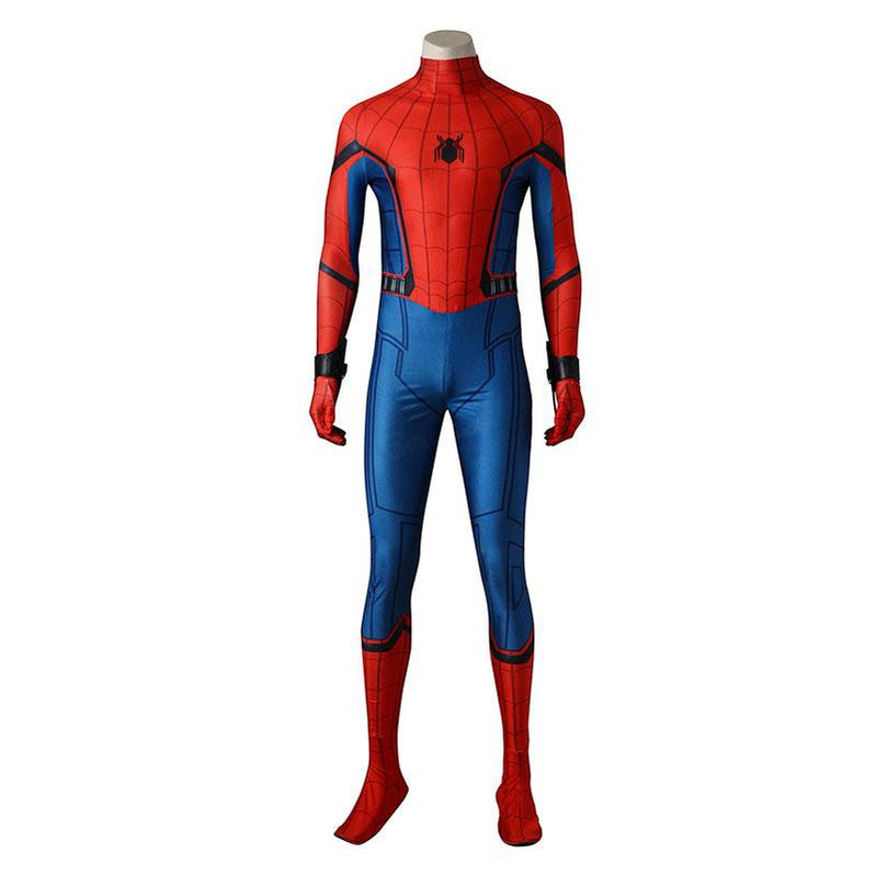 movie spider man homecoming peter parker spiderman jumpsuit cosplay costume with free bracers