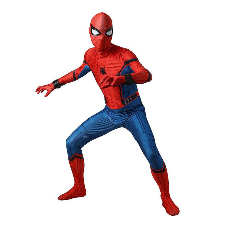 movie spider man homecoming peter parker spiderman jumpsuit cosplay costume with free bracers