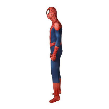 ultimate spider man season1 peter parker spiderman elastic force jumpsuit cosplay costume with free headgear