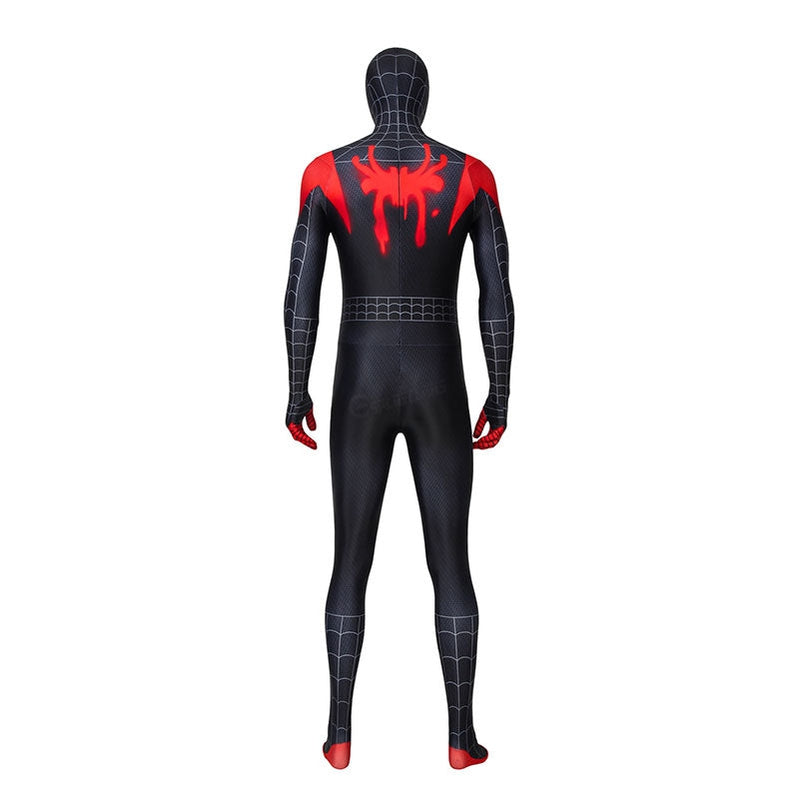 movie spider man into the spider verse miles morales spiderman elastic force cosplay costume jumpsuit with free headgear