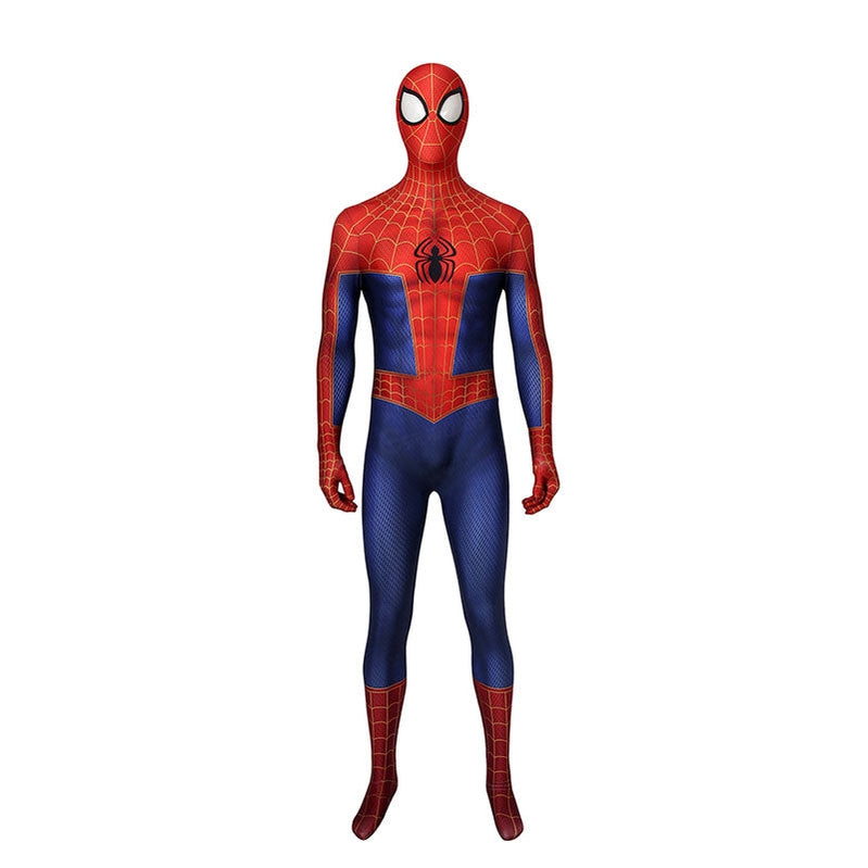 spider man into the spider vers peter parker spiderman jumpsuit elastic force cosplay costume with headgear