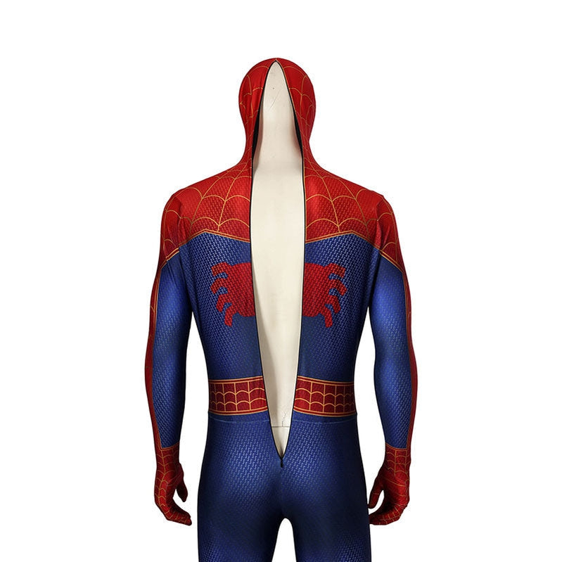 spider man into the spider vers peter parker spiderman jumpsuit elastic force cosplay costume with headgear