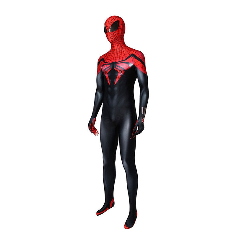 superior spider man peter parker spiderman elastic force cosplay costume jumpsuit with headgear