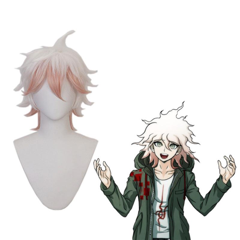 anime danganronpa 2 goodbye despair nagito komaeda white fade pink cosplay wigs
