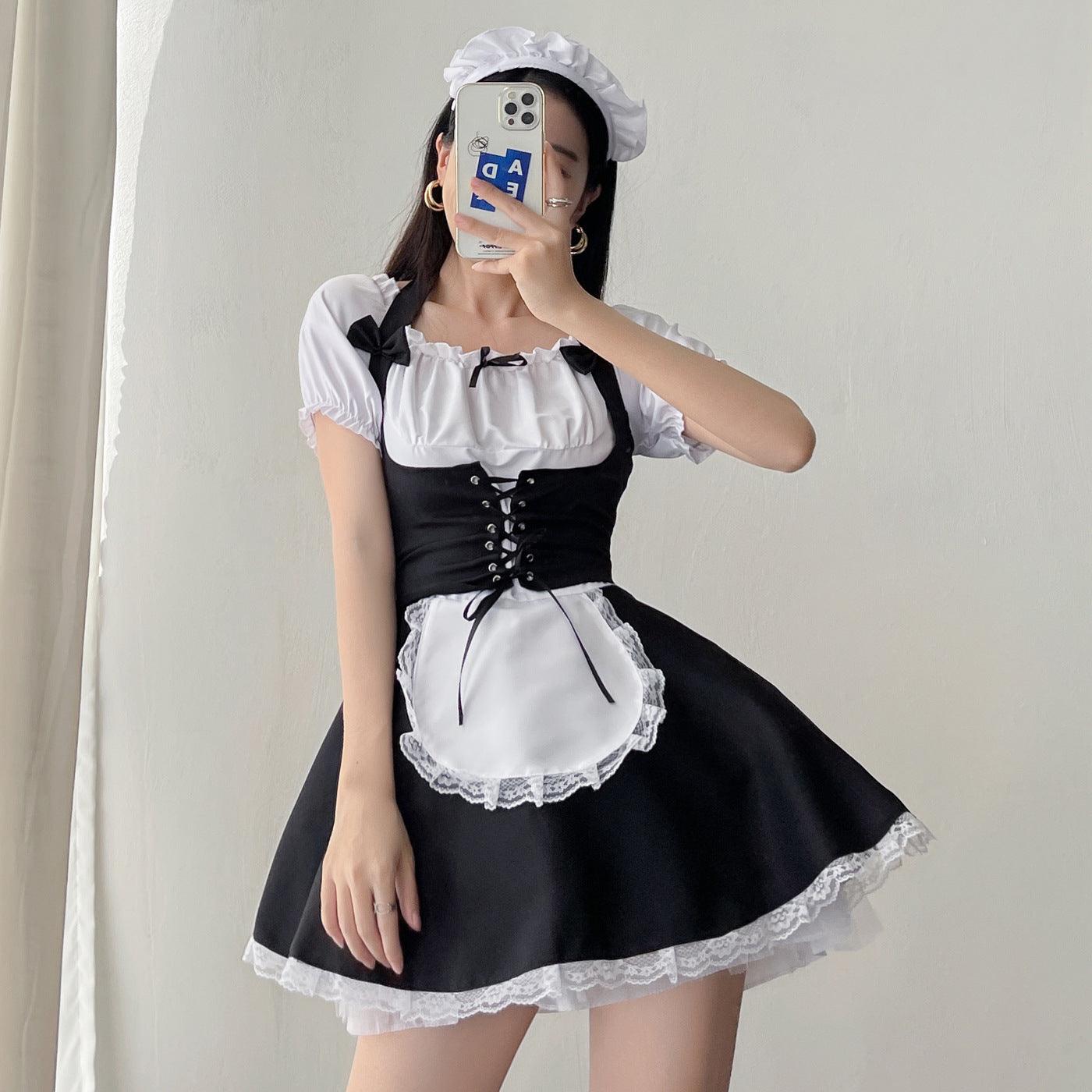 Black White Corset Large Size Maid Outfit Lolita Dress for Man Woman Fancy Cosplay Costume