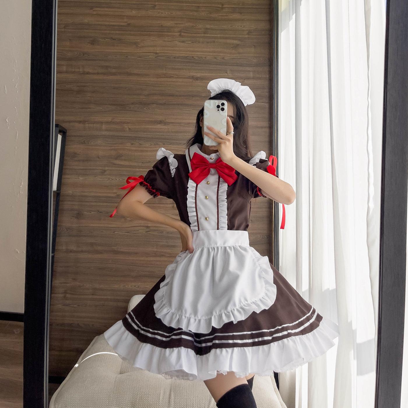 Coffee Waitress Maid Outfit Lolita Dress Anime Game Crossdresser CD Fancy Cosplay Costume