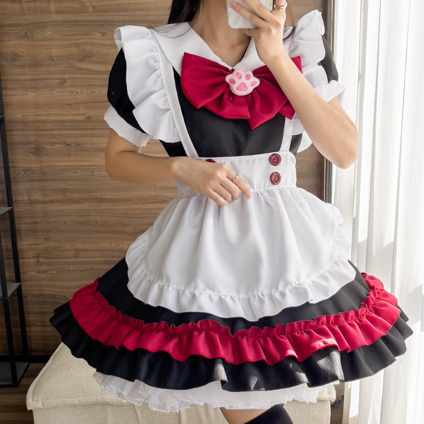 Halloween Vampire Devil Gothic Red Maid Outfit Lolita Dress Anime Fancy Cosplay Costume