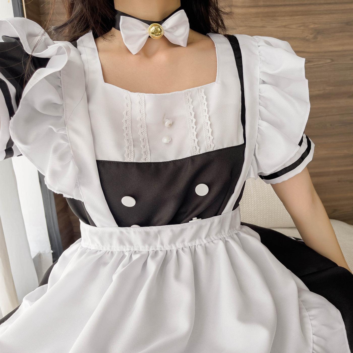 Bunny Ears Black White Large Maid Outfit Lolita Dress Anime Game Fancy Cosplay Costume