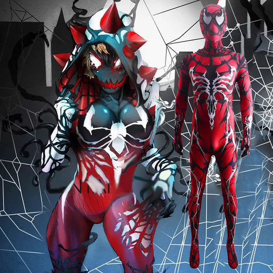 venom carnage queen mary jane jumpsuits cosplay costume kids adult halloween bodysuit
