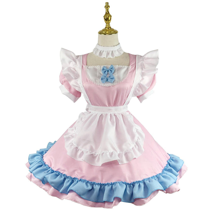 Pink and Blue Large Size Maid Outfit Lolita Dress for Man Woman Fancy Cosplay Costume