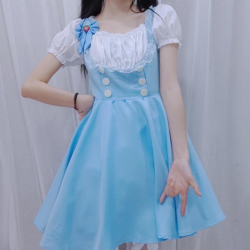 Blue Princess Dress Anime Maid Outfit Lolita Dress Japanese Fancy Dress Cosplay Costume