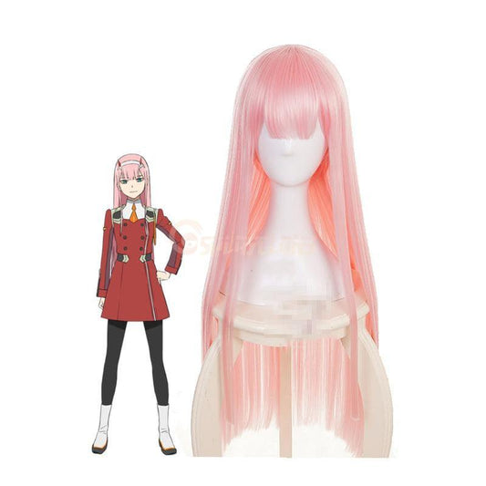 Anime DARLING in the FRANXX 02 Zero Two 100cm Long Pink Straight Cosplay Wigs