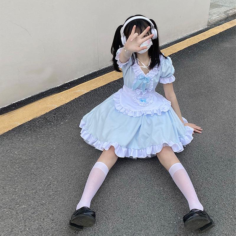 Alice Anime Sky Blue Maid Outfit Lolita Dress Japanese Cute Fancy Dress Cosplay Costume