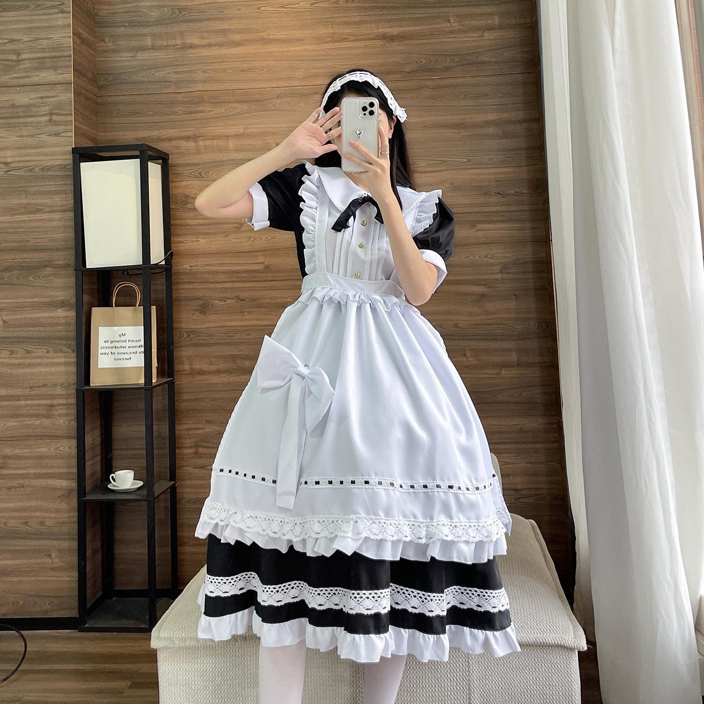 Traditional Short Sleeves Maid Outfit Lolita Dress Crossdresser CD Fancy Cosplay Costume