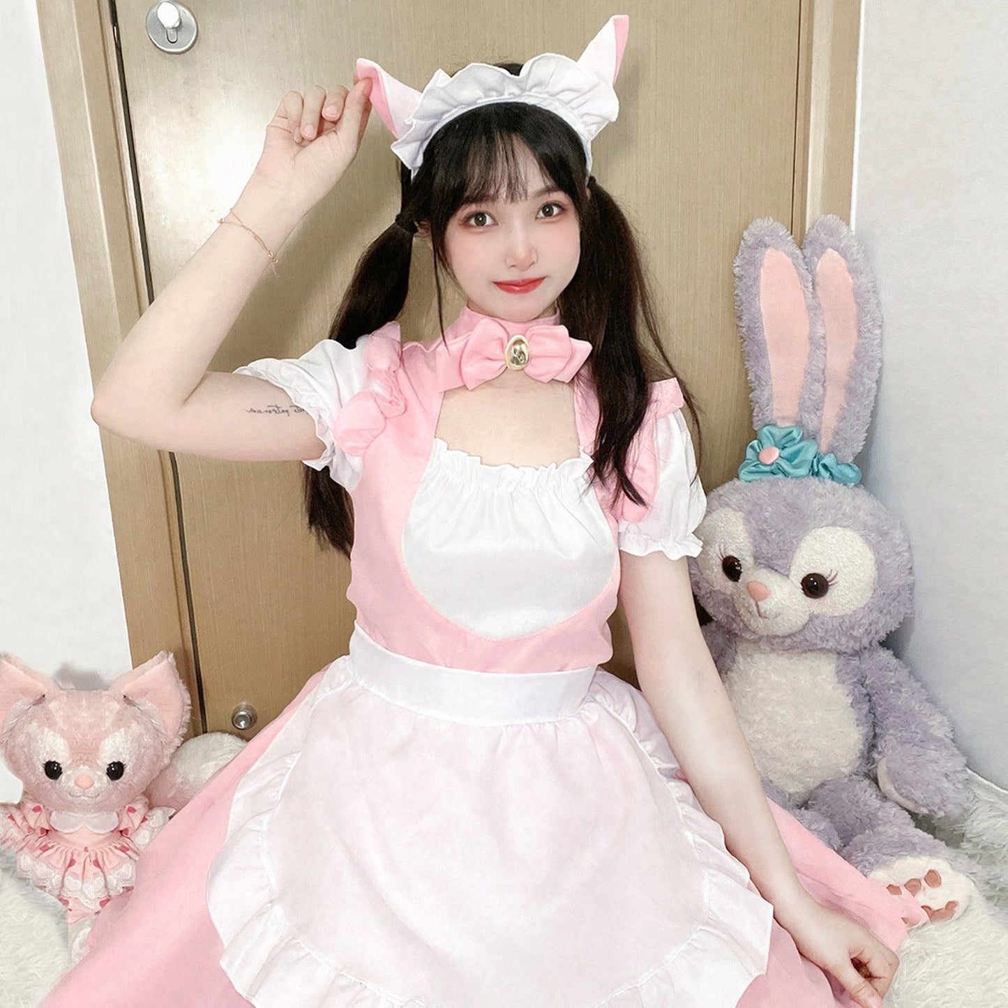 Pink Cat French Maid Outfit Plus Size Dress Cute Lolita Fancy Dress Cosplay Costume