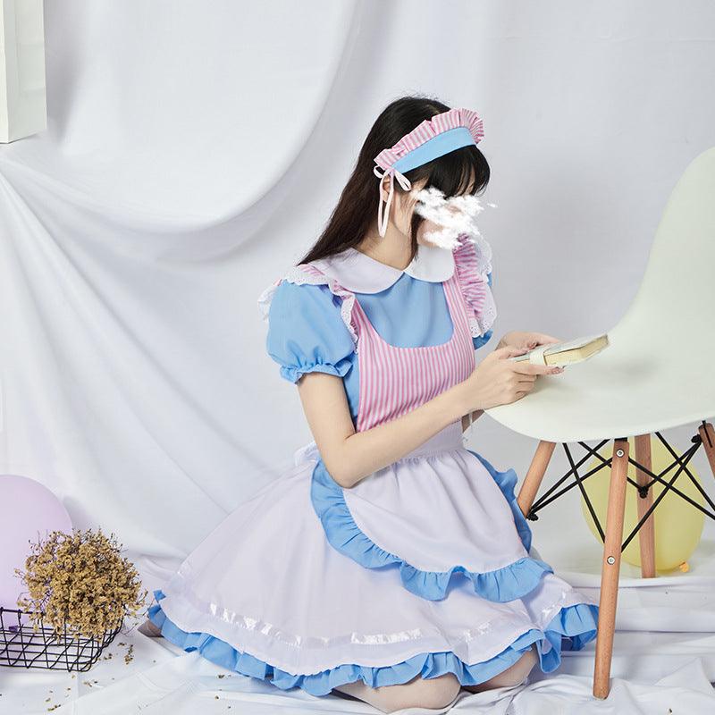 Blue Cute Cat Maid Outfit Dress Lolita Fancy Dress Japanese Anime Cosplay Costume
