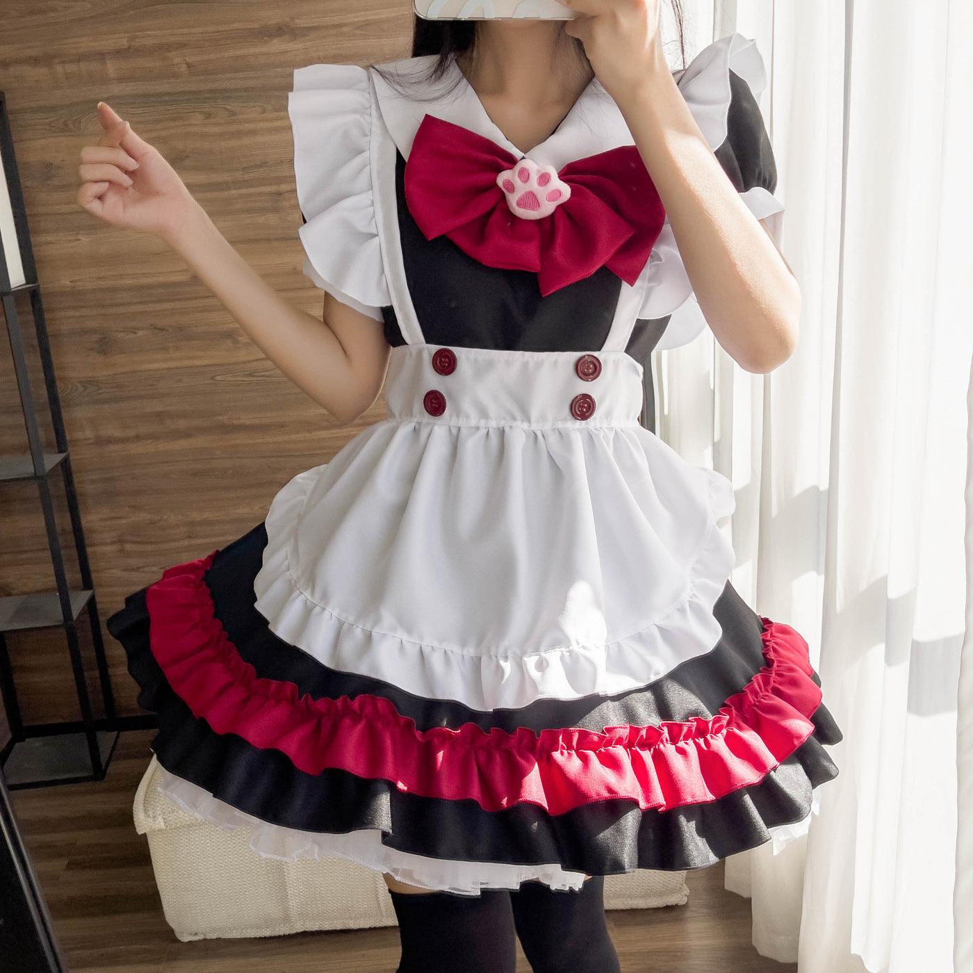 Halloween Vampire Devil Gothic Red Maid Outfit Lolita Dress Anime Fancy Cosplay Costume