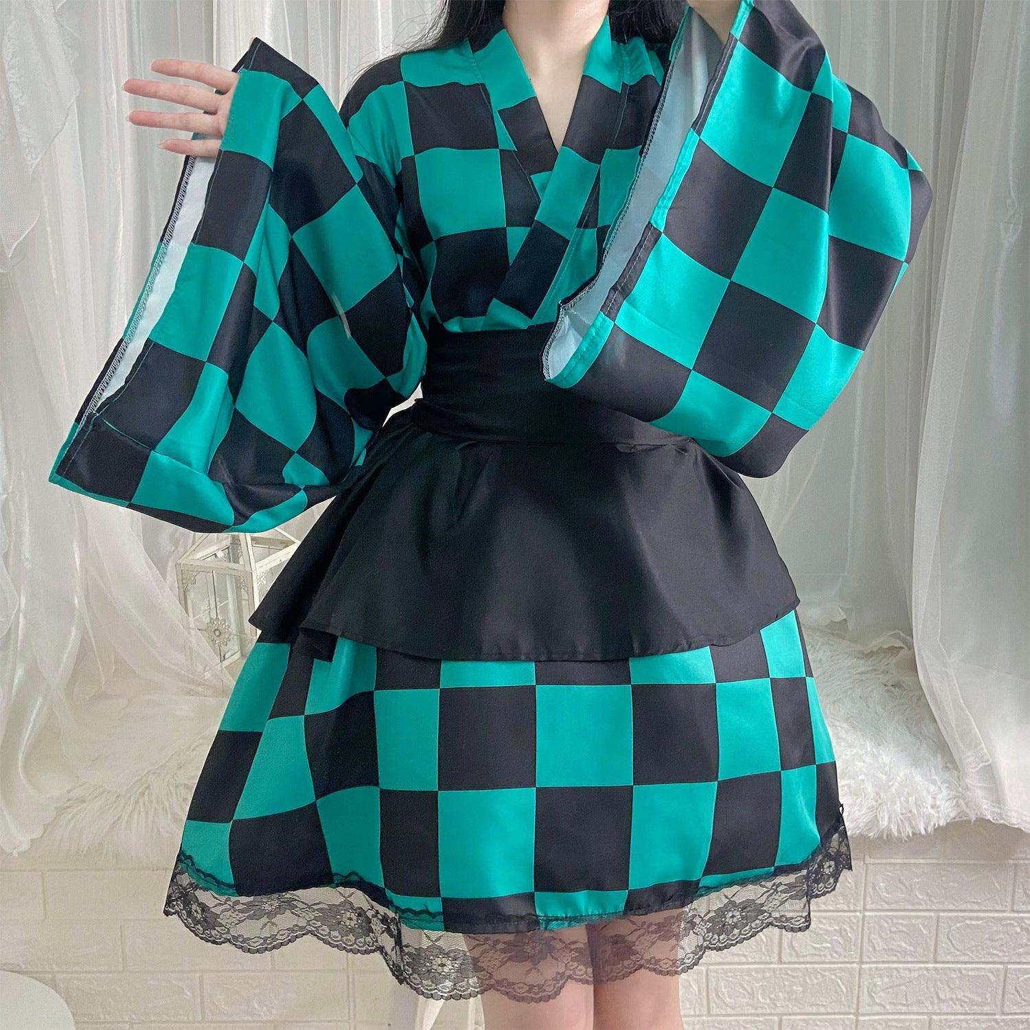 Demon Slayer Kamado Tanjiro Nezuko Anime Maid Outfit Lolita Dress Japanese Cosplay Costume