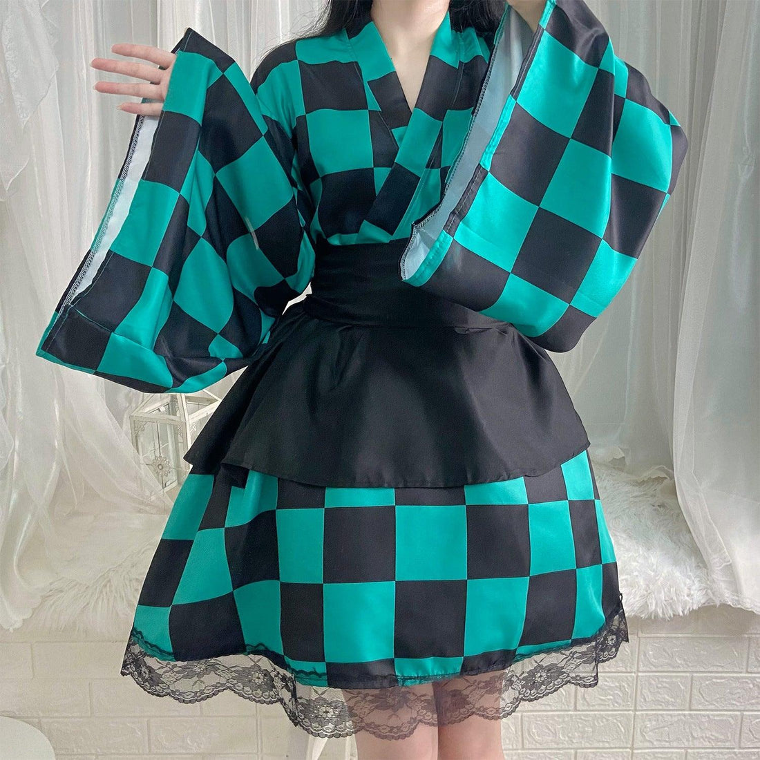 Demon Slayer Kamado Tanjiro Nezuko Anime Maid Outfit Lolita Dress Japanese Cosplay Costume