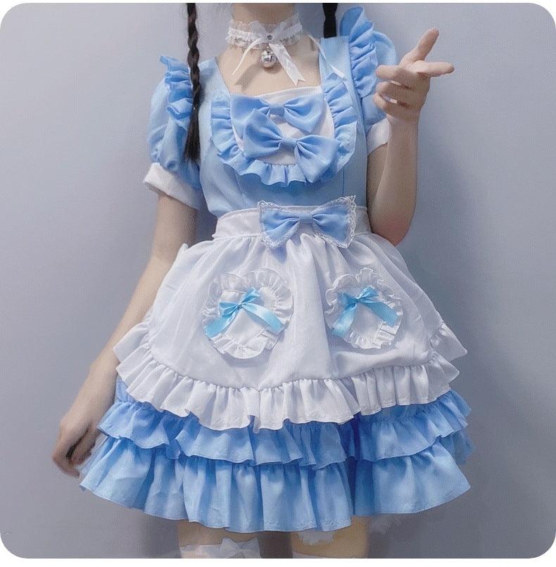 Pure and Cute Pink Maid Uniform Anime Cat Maid Outfit Lolita Dress Cosplay Costume