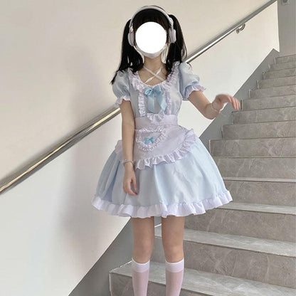Alice Anime Sky Blue Maid Outfit Lolita Dress Japanese Cute Fancy Dress Cosplay Costume