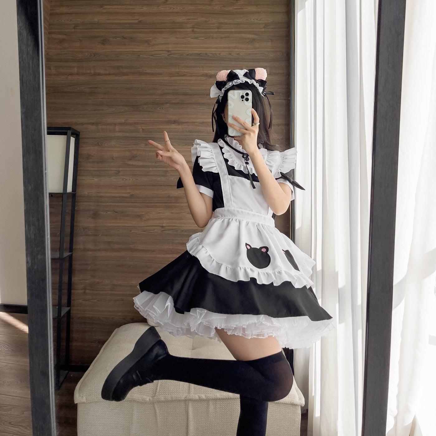 Cute Bear Waitress Maid Outfit Large Size Lolita Dress Anime Game Fancy Cosplay Costume