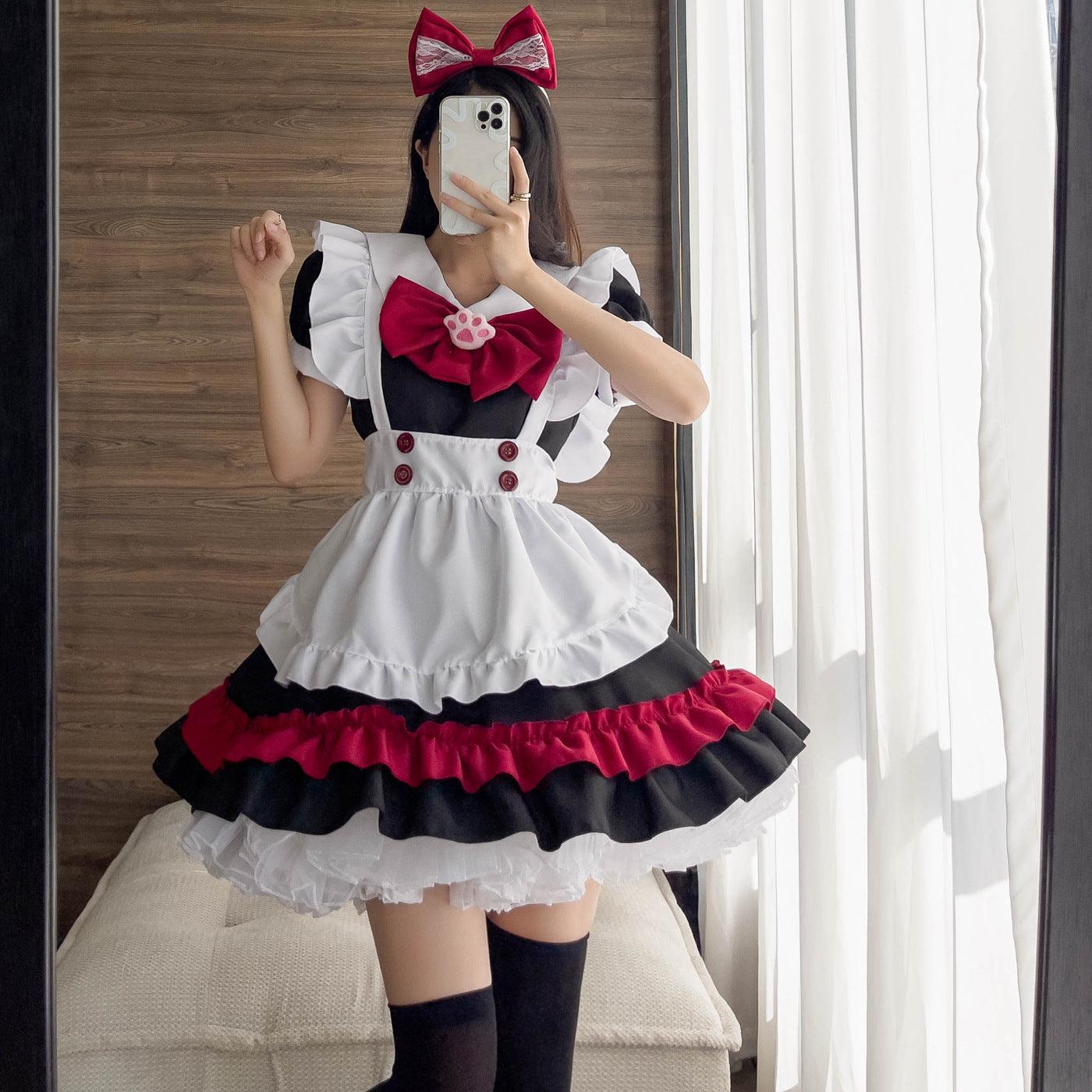 Halloween Vampire Devil Gothic Red Maid Outfit Lolita Dress Anime Fancy Cosplay Costume