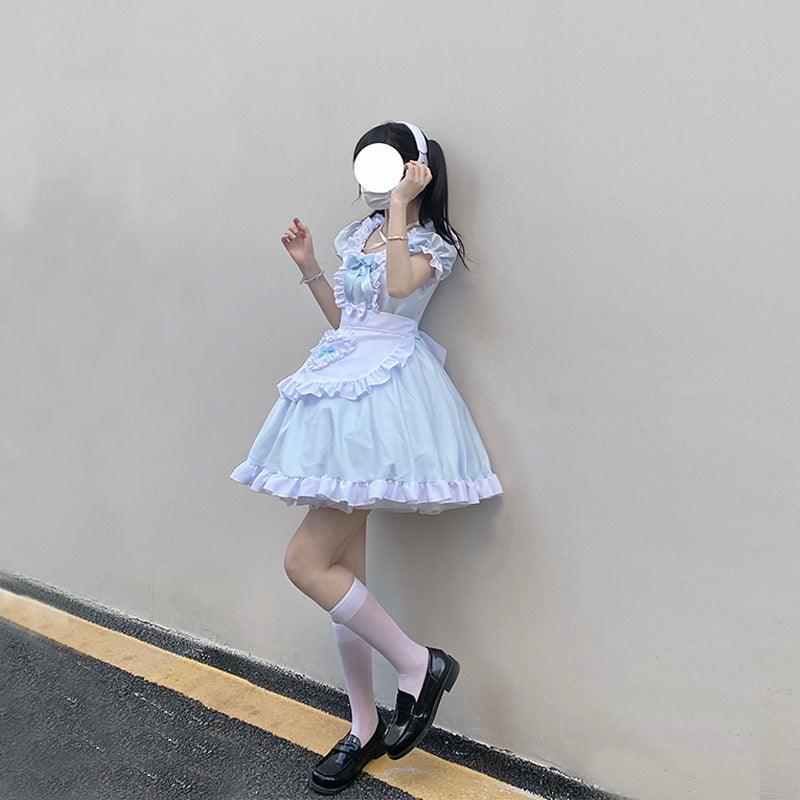 Alice Anime Sky Blue Maid Outfit Lolita Dress Japanese Cute Fancy Dress Cosplay Costume