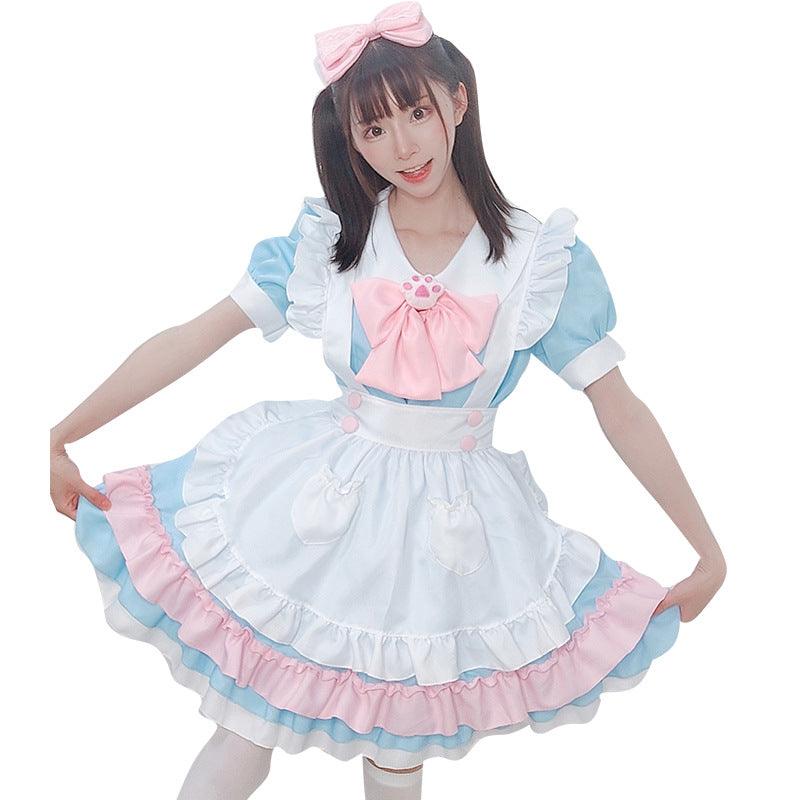 Pink and Blue French Maid Outfit Plus Size Dress Lolita Fancy Dress Cosplay Costume