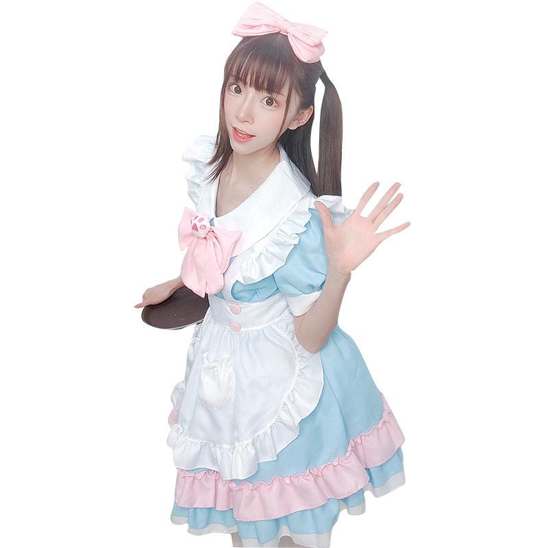 Pink and Blue French Maid Outfit Plus Size Dress Lolita Fancy Dress Cosplay Costume