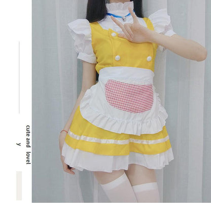 Golden Bell Anime Cat Maid Outfit Lolita Dress Japanese Cute Fancy Dress Cosplay Costume - coscrew