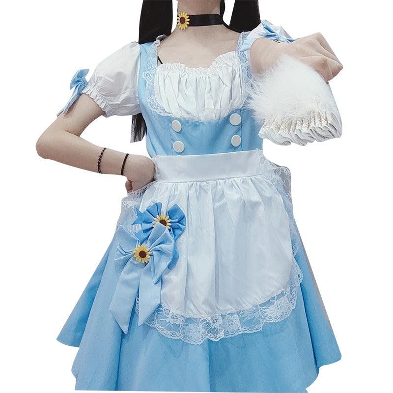 Blue Cute Daily Party Maid Outfit Lolita Dress Japanese Anime Fancy Dress Cosplay Costume