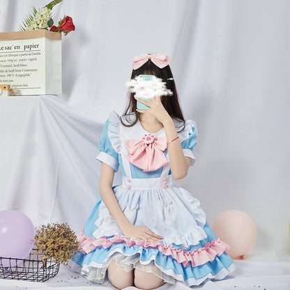 Original Light Blue Maid Outfit Lolita Dress Daily Fancy College Dress Cosplay Costume