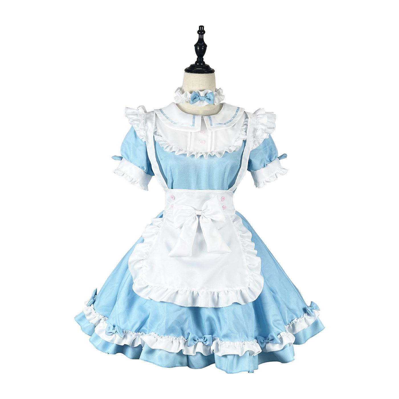 Light Blue Alice Maid Outfit Lolita Dress Anime Game Fancy Large Size CD Cosplay Costume