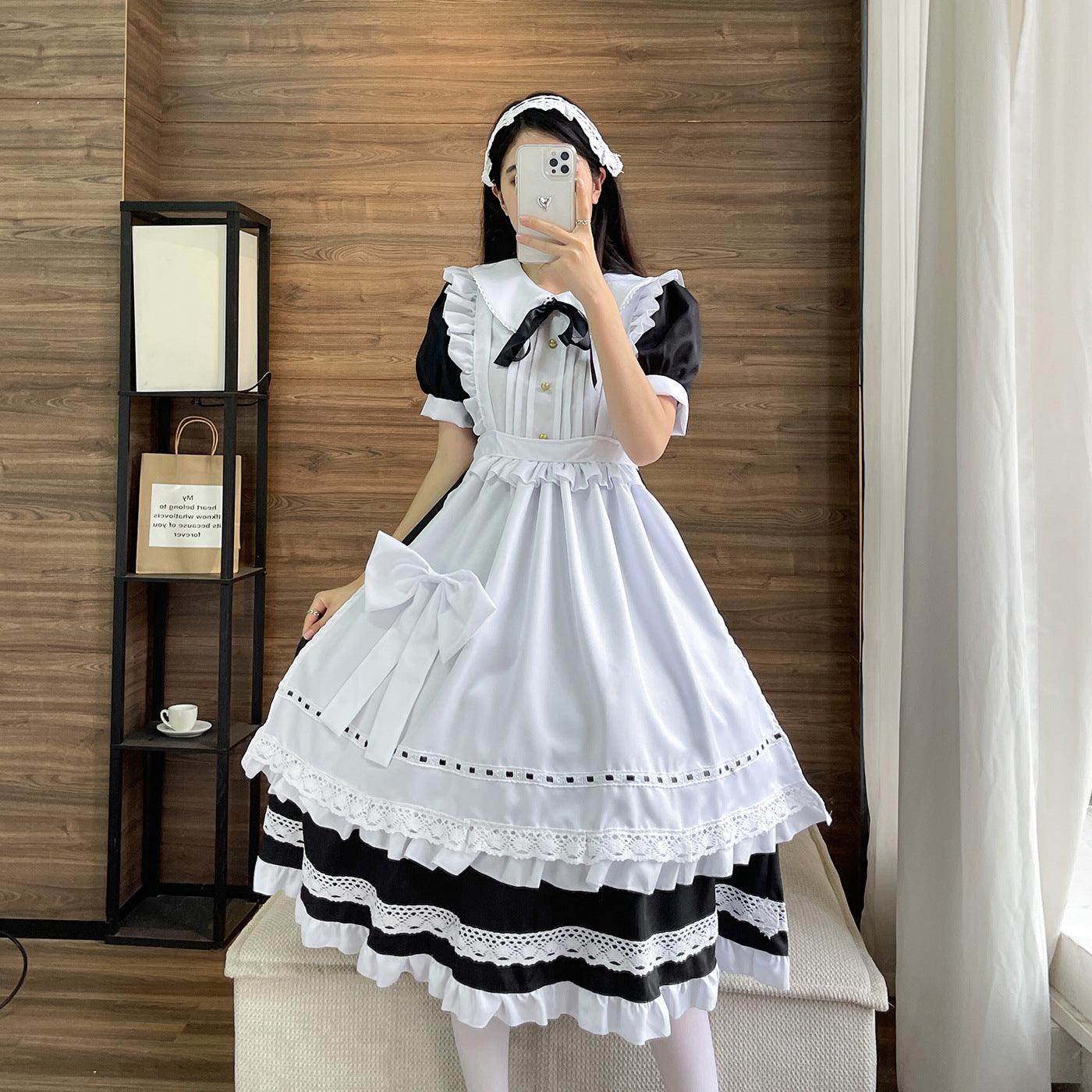 Traditional Short Sleeves Maid Outfit Lolita Dress Crossdresser CD Fancy Cosplay Costume