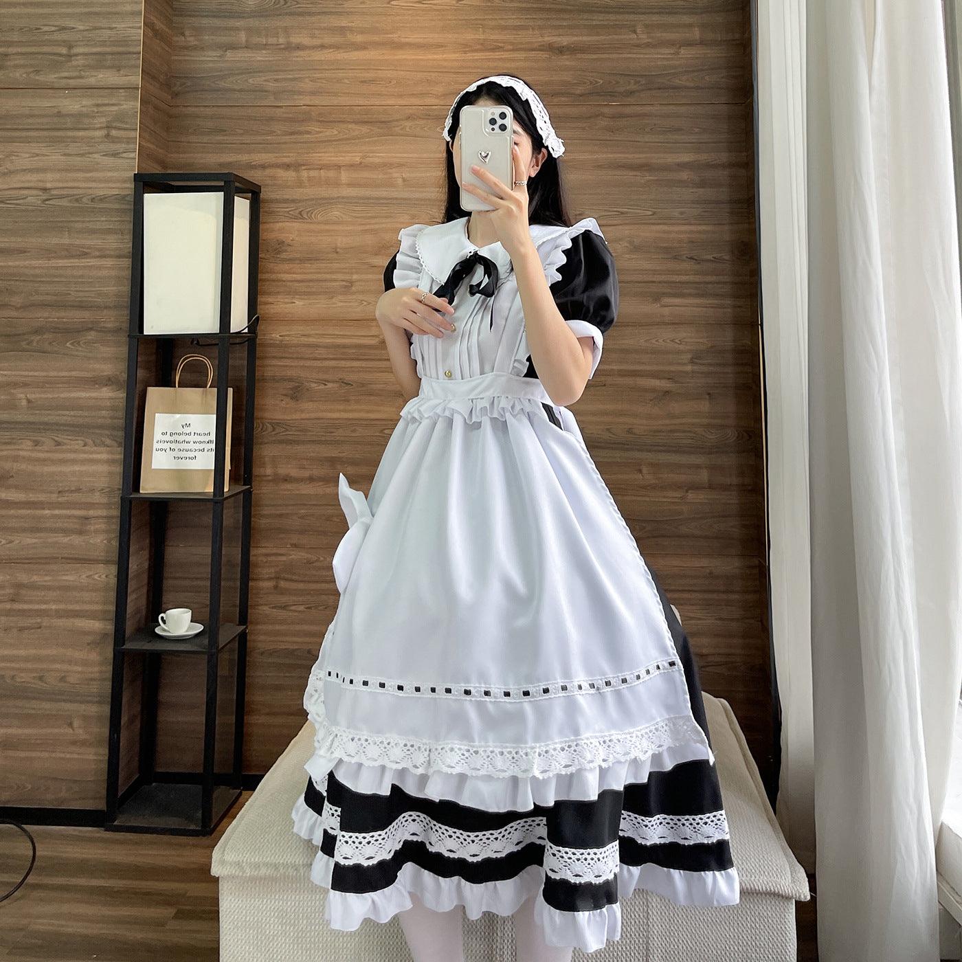 Traditional Short Sleeves Maid Outfit Lolita Dress Crossdresser CD Fancy Cosplay Costume