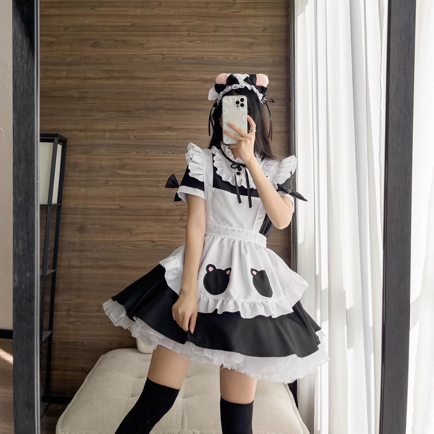 Cute Bear Waitress Maid Outfit Large Size Lolita Dress Anime Game Fancy Cosplay Costume