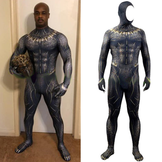 upgraded black panther erik killmonger jumpsuits costume kids adult halloween bodysuit