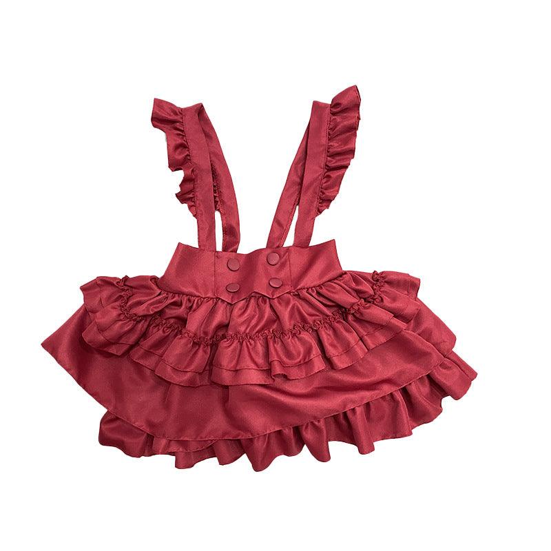 Cyberpunk Mechanic Queen Gothic Lolita Skirt Maid Outfit Fancy Red Dress Cosplay Costume