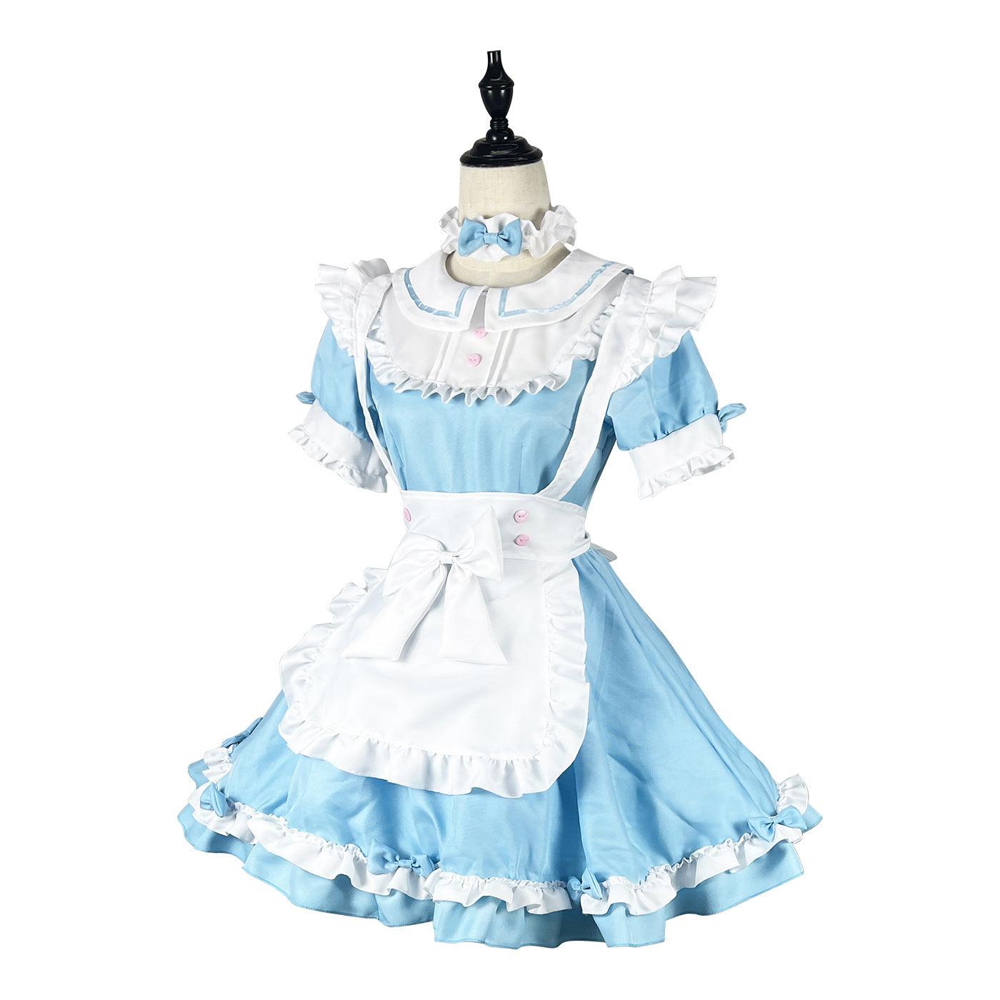Light Blue Alice Maid Outfit Lolita Dress Anime Game Fancy Large Size CD Cosplay Costume