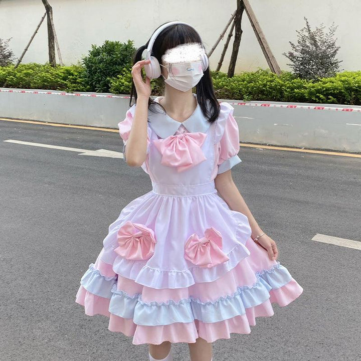 Cute Pink Anime Plus Size Maid Outfit Lolita Dress Japanese Fancy Dress Cosplay Costume