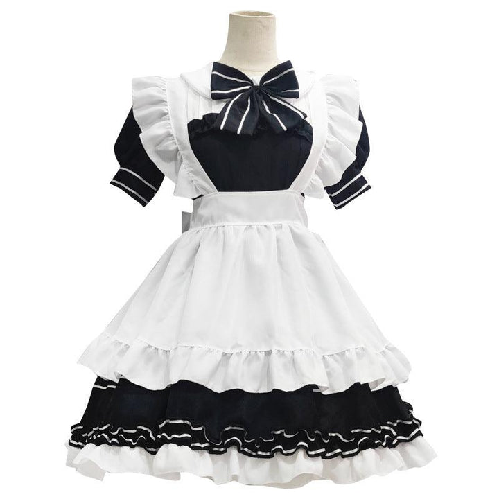 Black White Little Devil Daily Chef Girl Maid Outfit Lolita Dress Fancy Cosplay Costume
