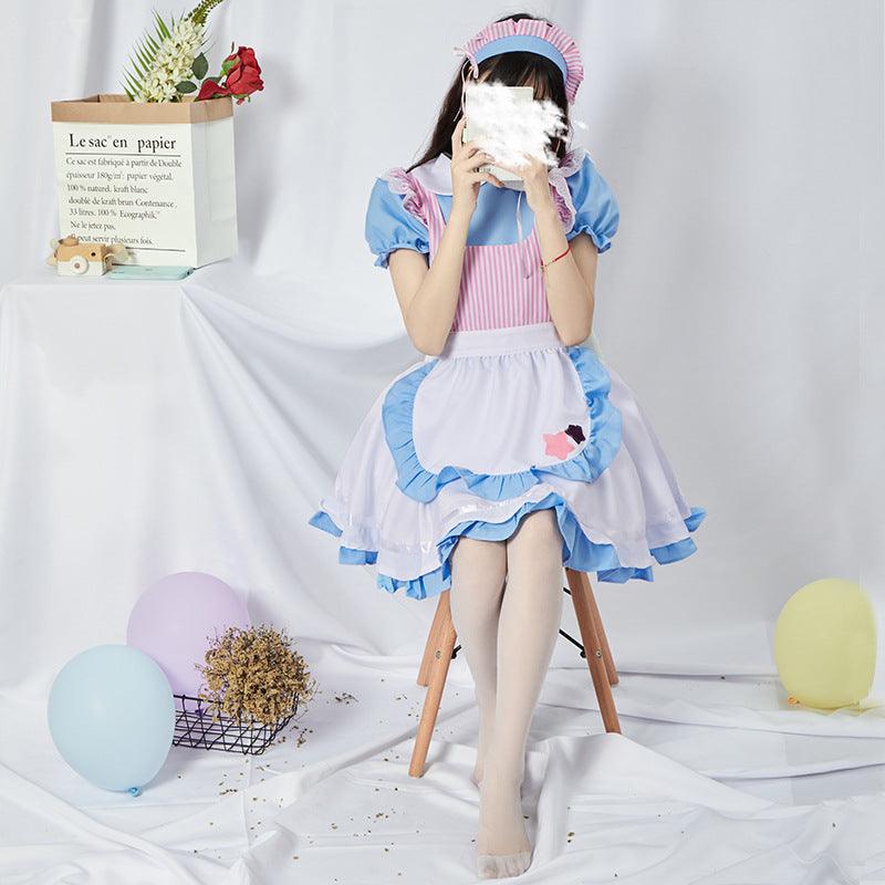 Blue Cute Cat Maid Outfit Dress Lolita Fancy Dress Japanese Anime Cosplay Costume