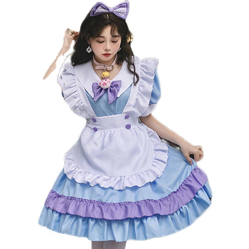 Pink Light Blue Cute Girl Maid Outfit Large Size Lolita Dress Crossdresser Cosplay Costume